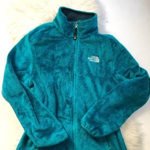 Teal North Face Fuzzy Zip Up